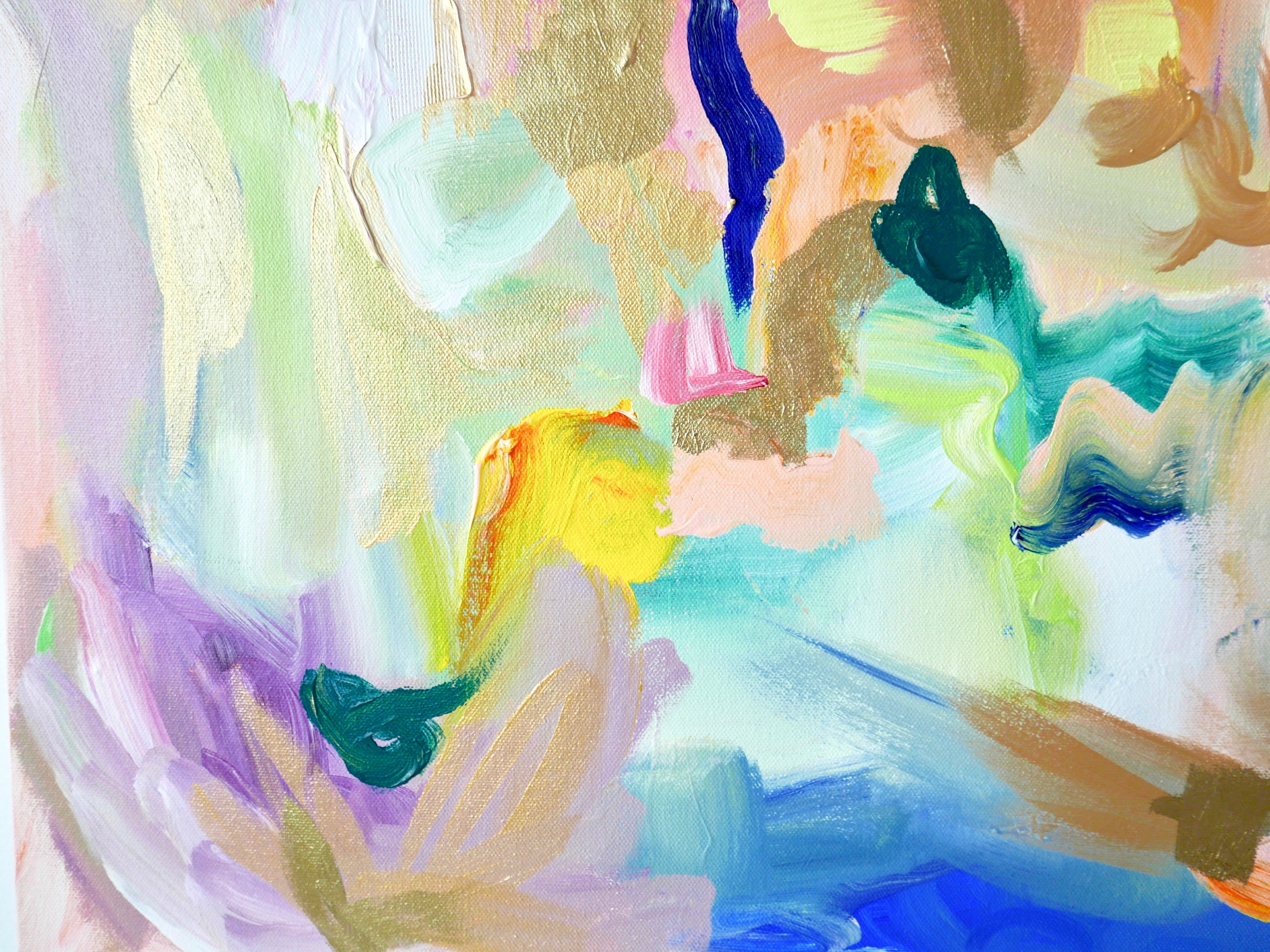 Abstract acrylic original art painting on canvas titled 'Not a Coincidence' by Singaporean artist Hadassah Lau on sale at Hadasity, in Tanglin Mall, Singapore.