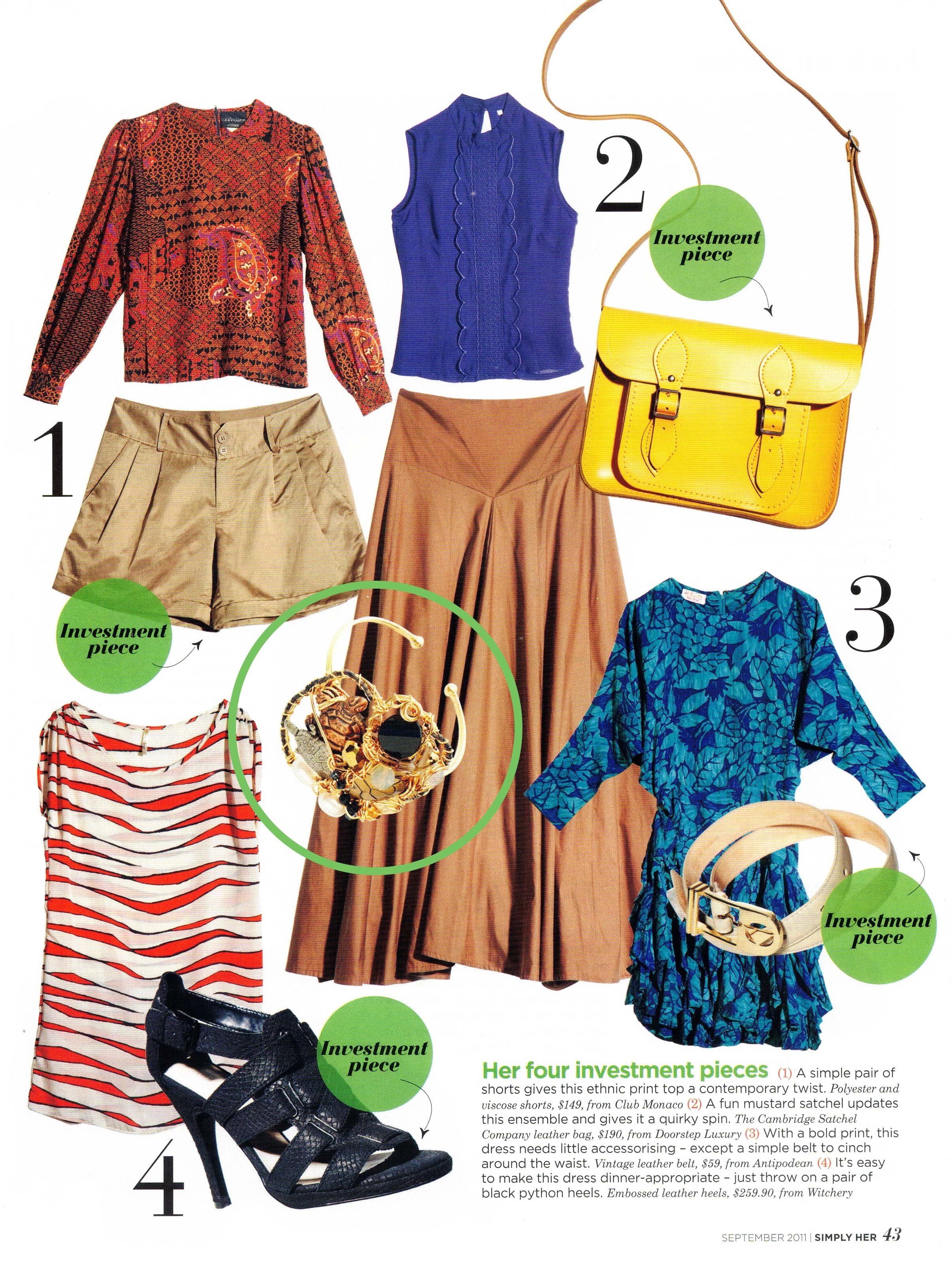 2011 September Hadasity wearable art wired jewellery cuff bracelet featured on Simply Her Singapore magazine