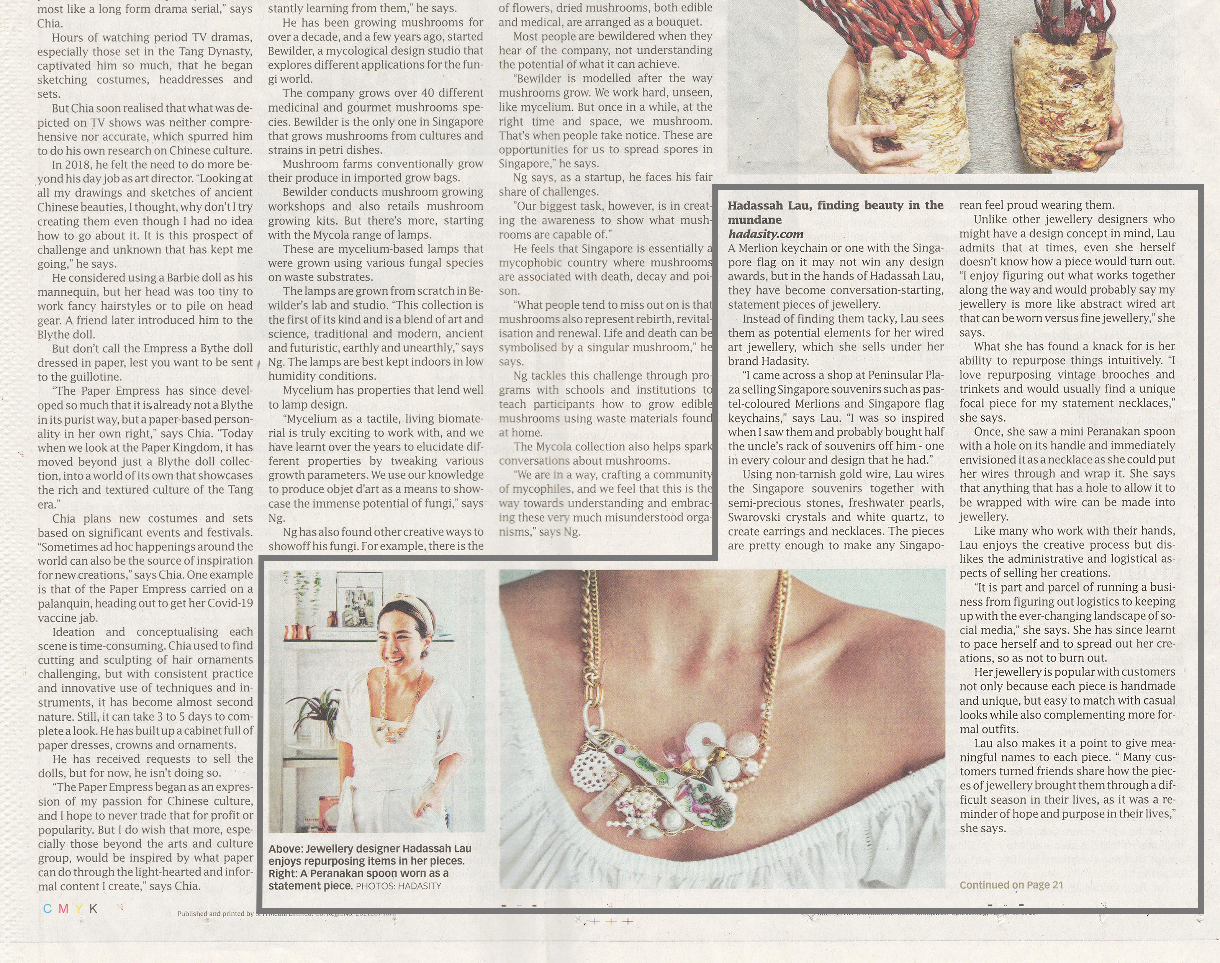 2022 August Hadassah Lau of Hadasity featured on The Business Times - Lifestyle