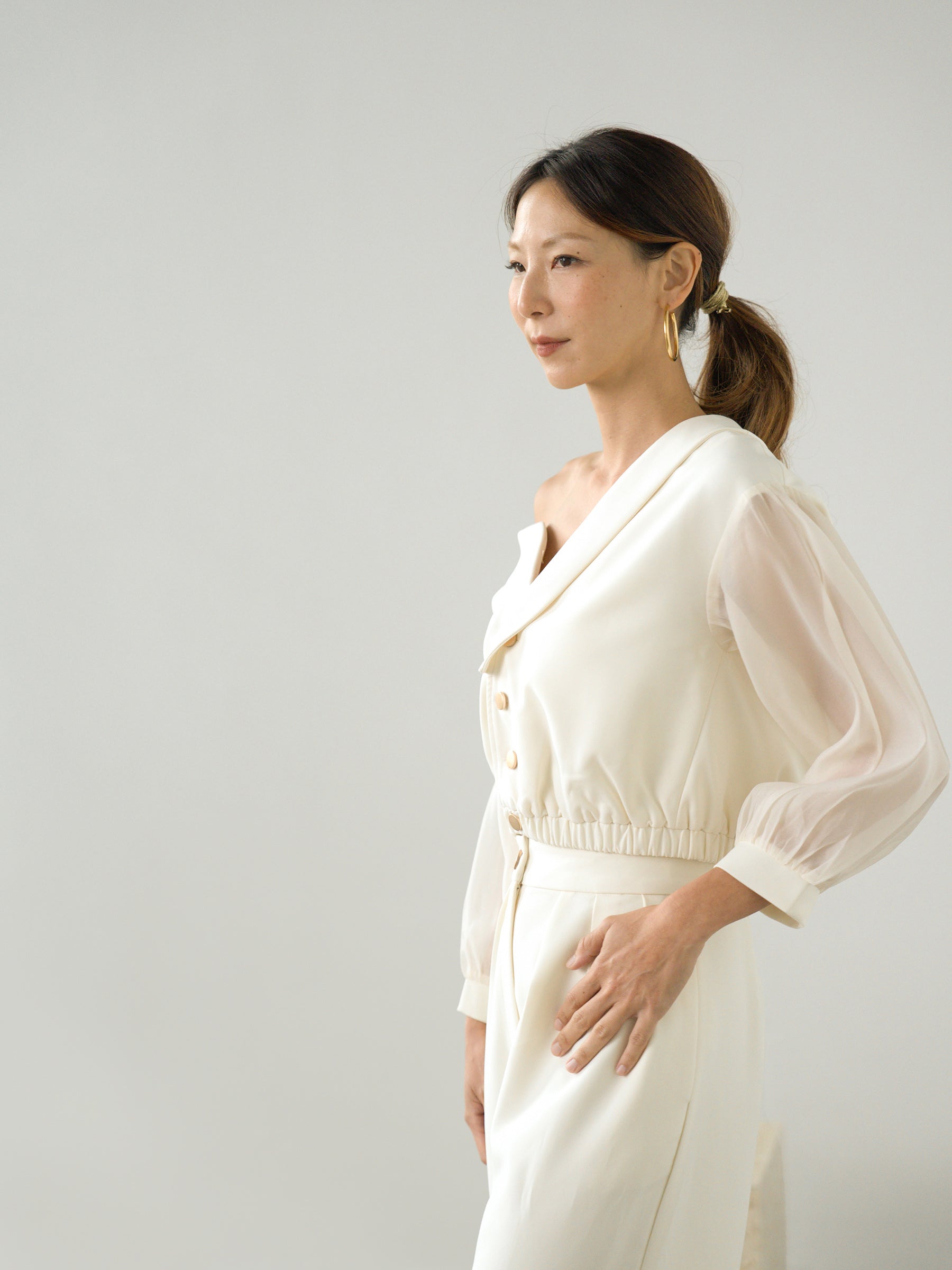 Three-In-One | Multiway Ivory Outerwear Top