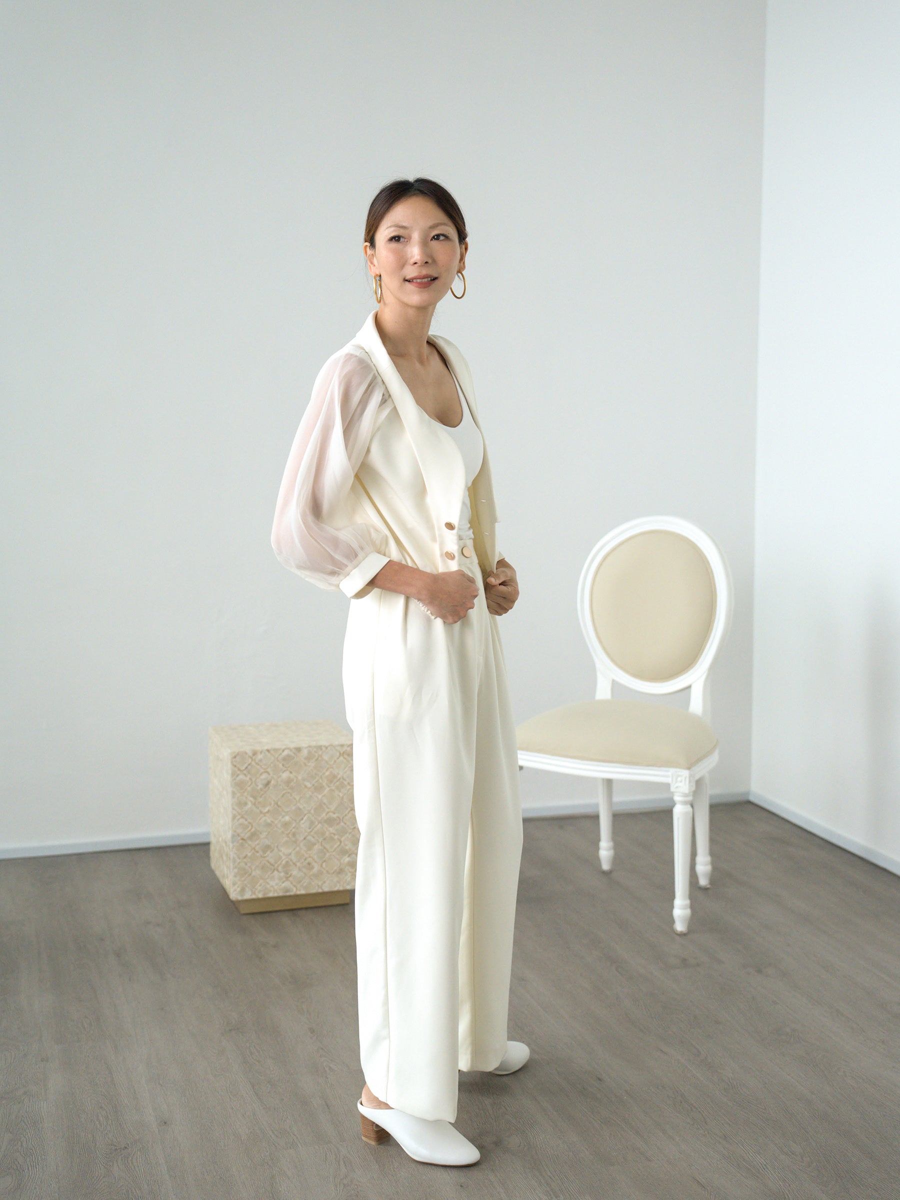 Three-In-One | Multiway Ivory Outerwear Top
