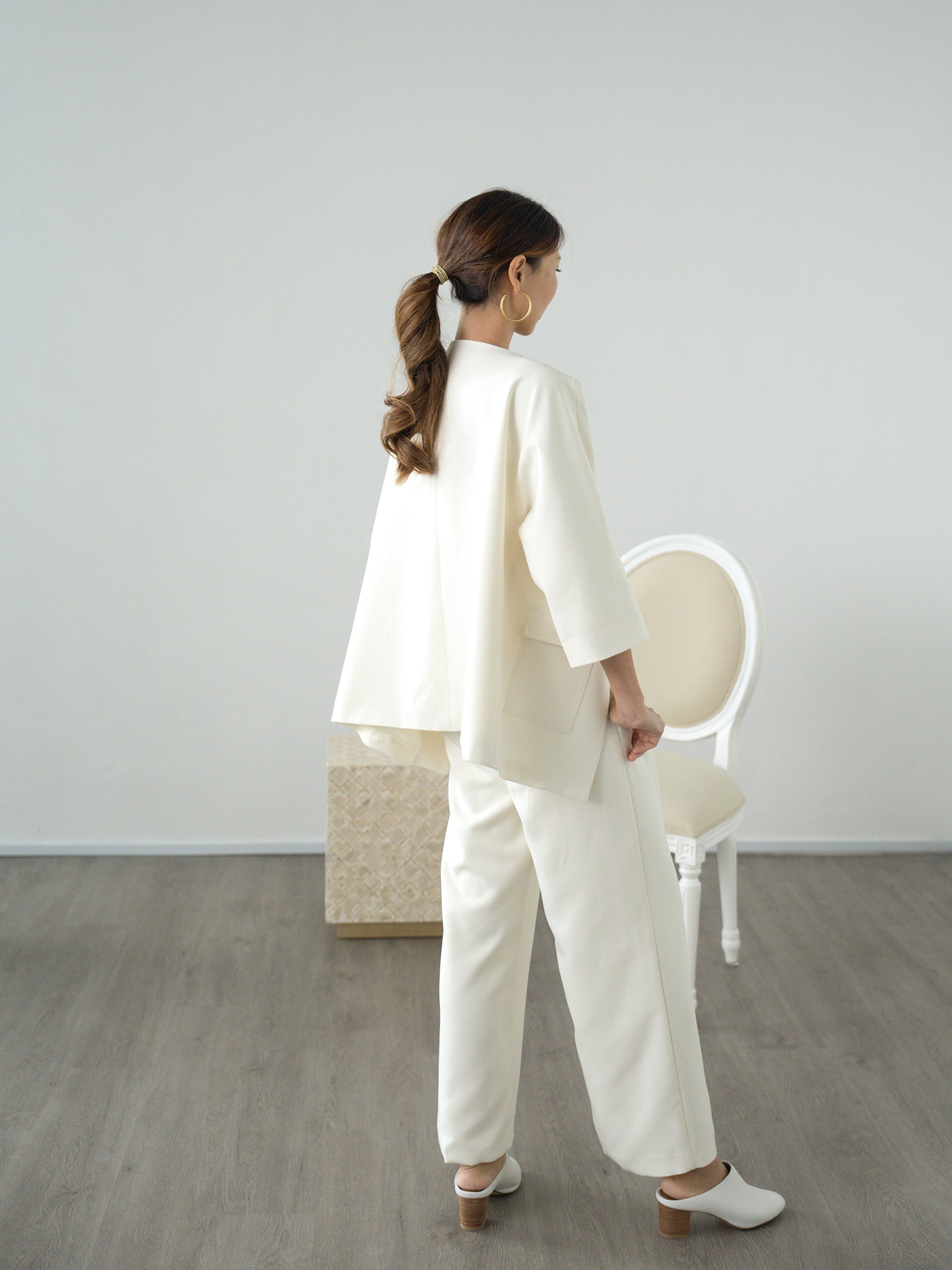 Suited Up Outerwear Blazer Jacket (Front Pockets) | Ivory