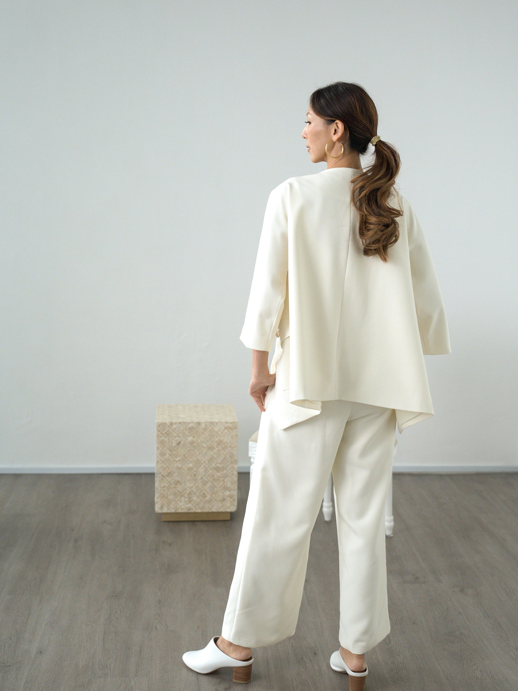 Suited Up Outerwear Blazer Jacket (Front Pockets) | Ivory