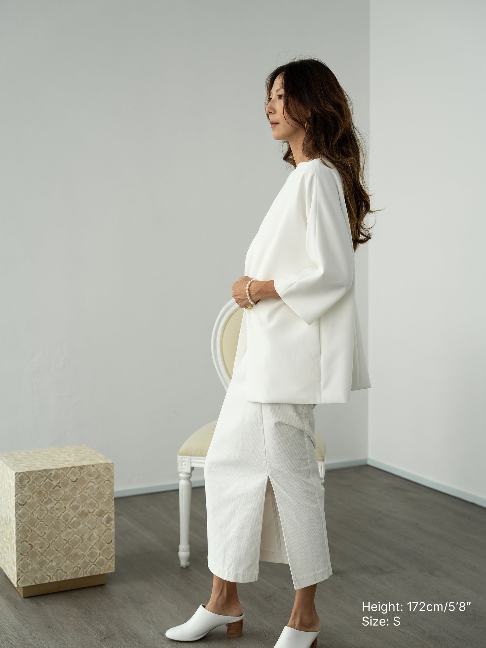 Suited Up Outerwear Blazer Jacket (Side Pockets) | White