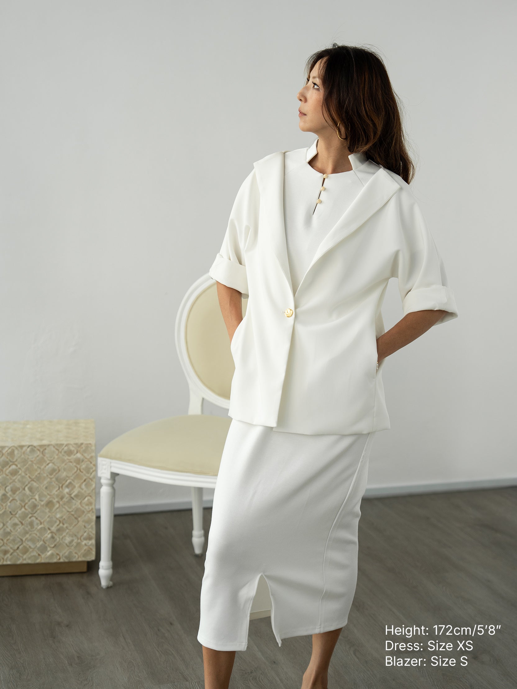 Suited Up Outerwear Blazer Jacket (Side Pockets) | White