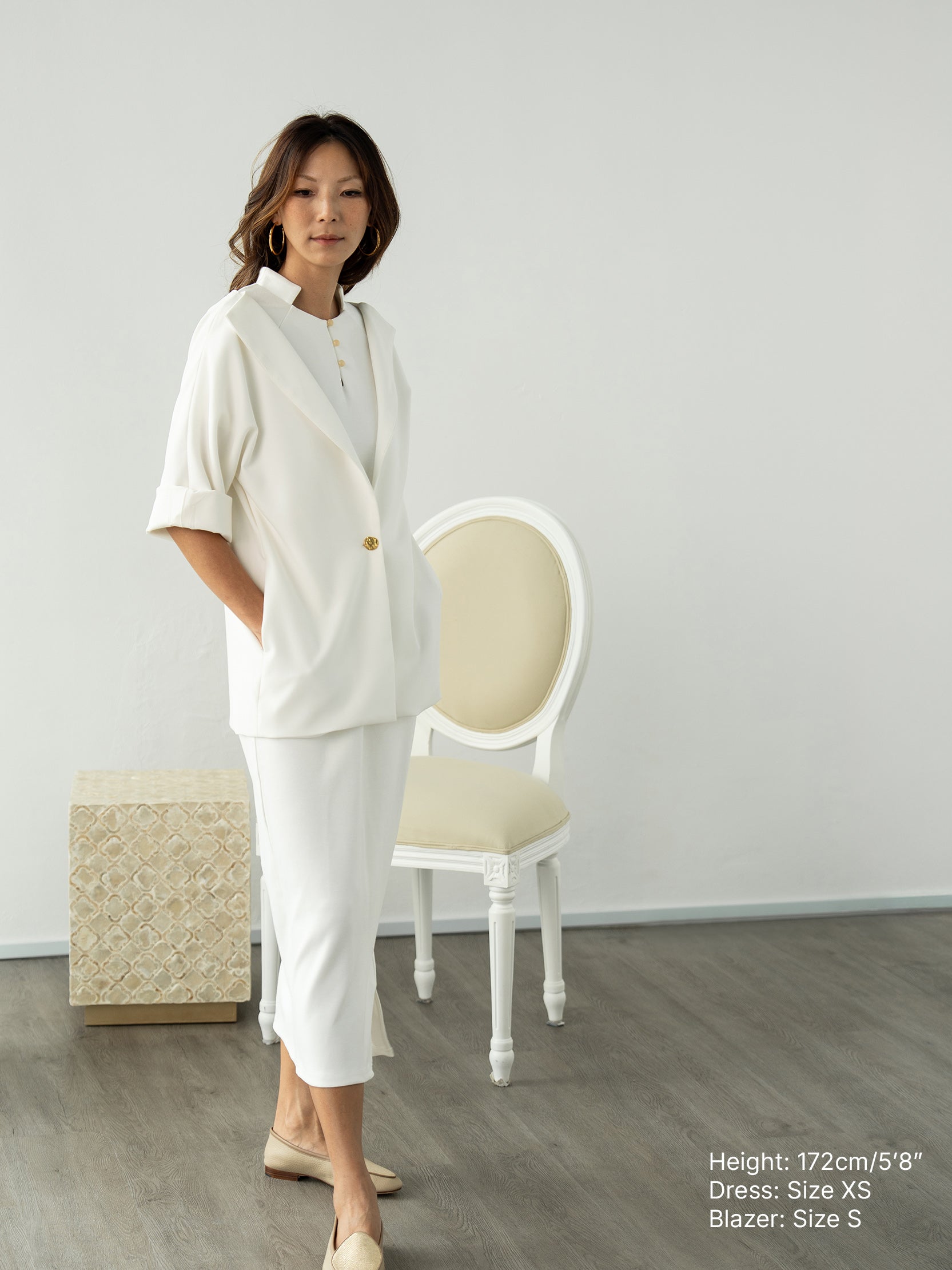 Suited Up Outerwear Blazer Jacket (Side Pockets) | White