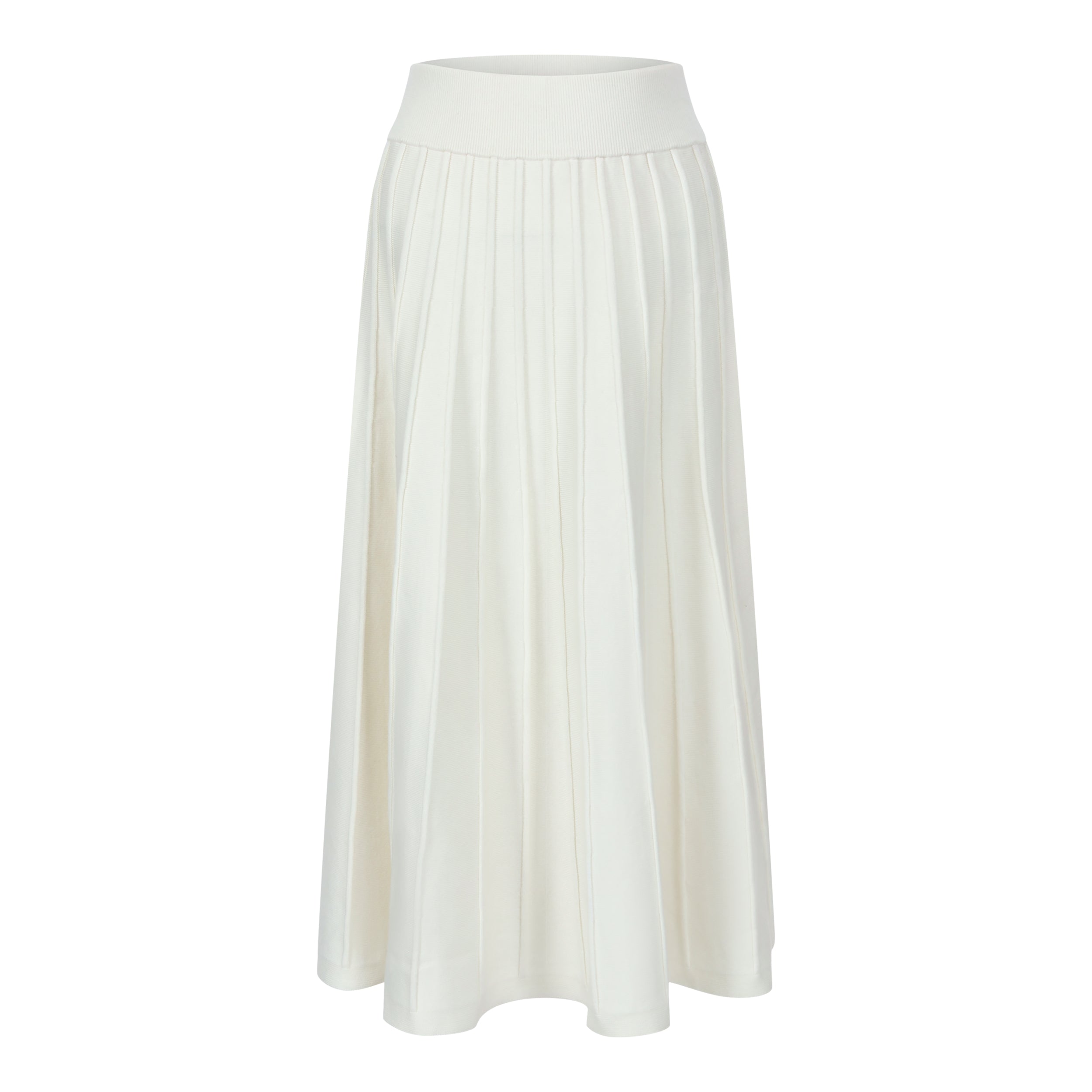 White textured knit maxi skirt