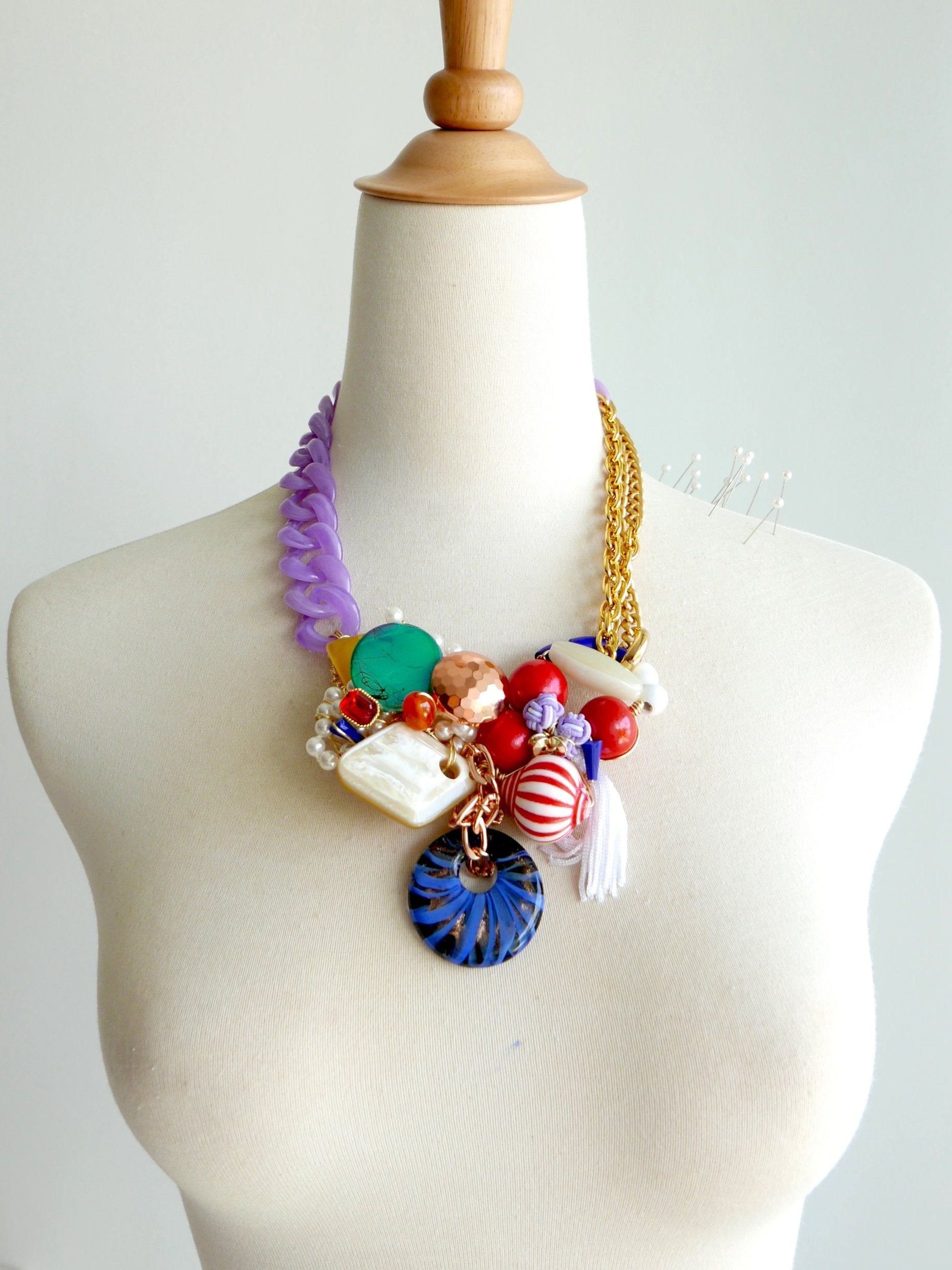 Women's art jewelry statement necklace