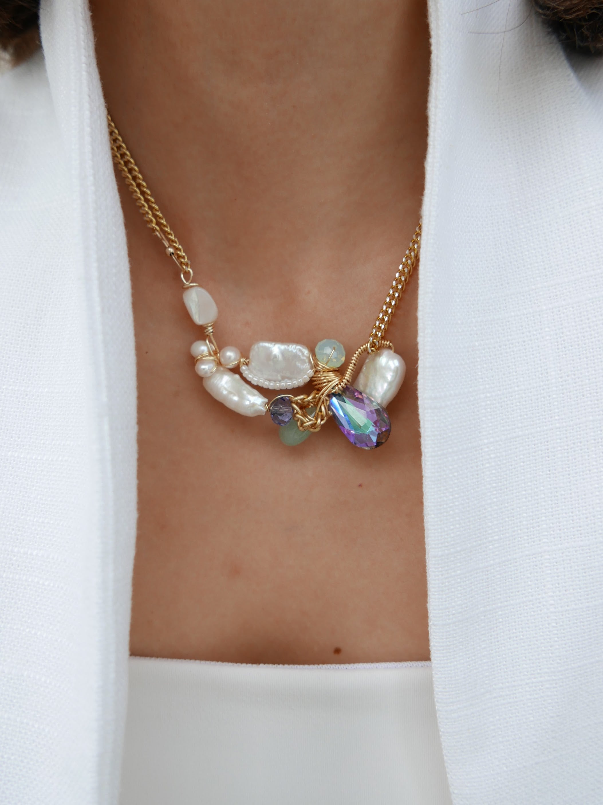 Wired For Grace | Aurora Swarovski Pearls Necklace