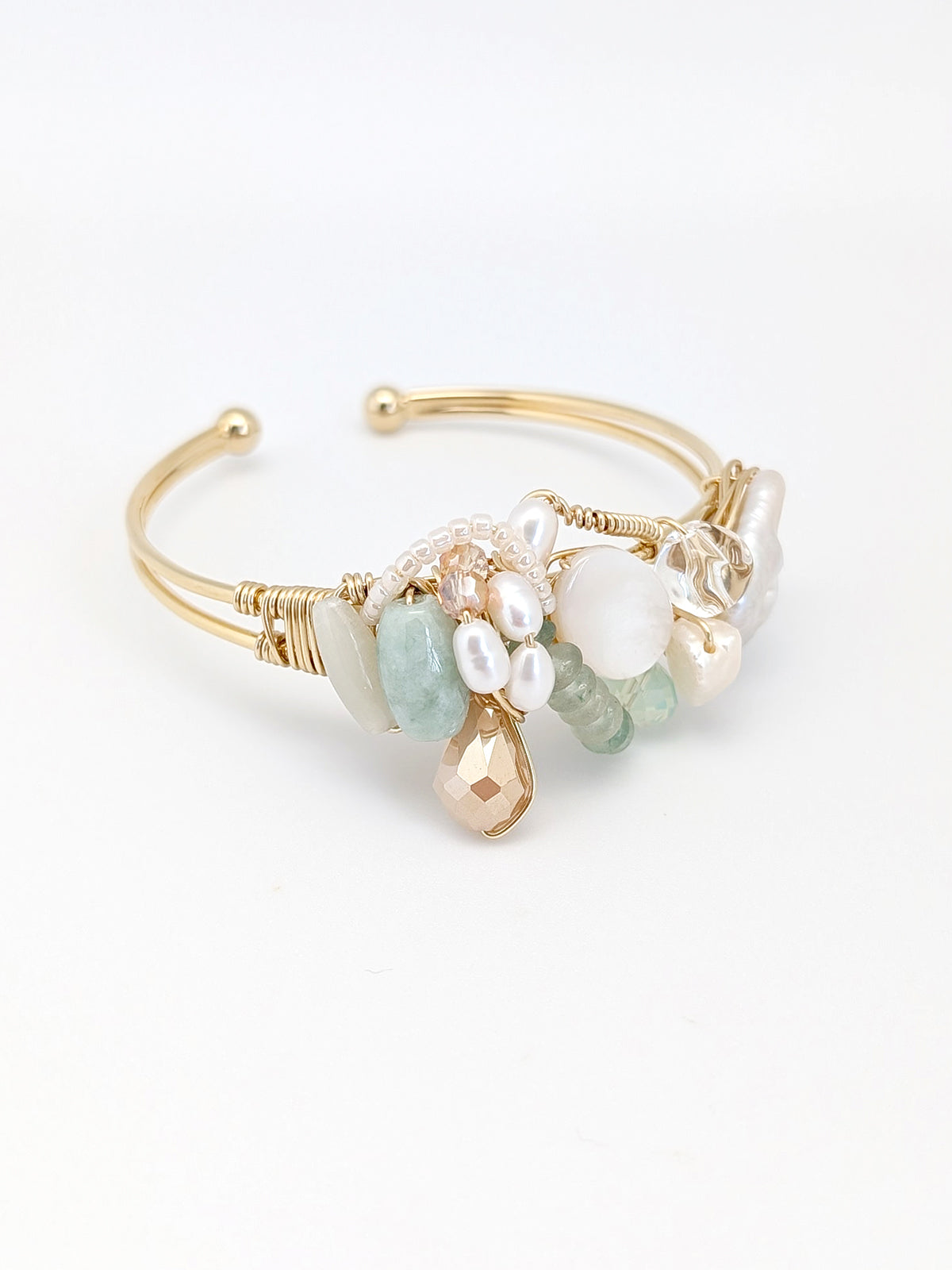 Surrendered | Jade Pearl Art Cuff Bangle - One Of A Kind