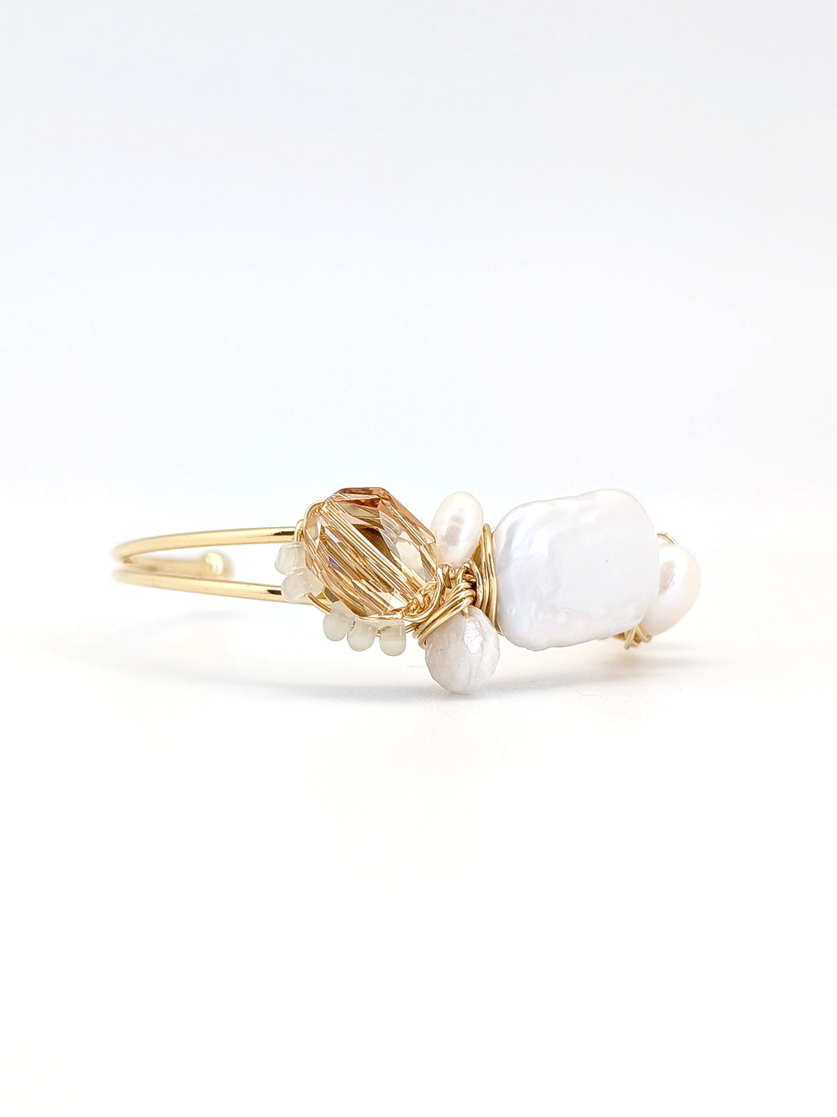 Renew | Pearls Swarovski Art Cuff Bangle - One Of A Kind