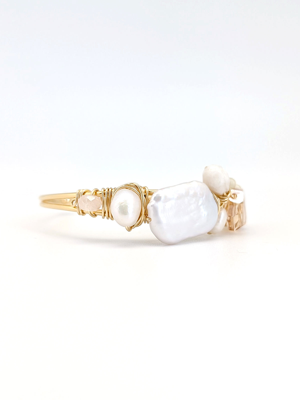 Renew | Pearls Swarovski Art Cuff Bangle - One Of A Kind