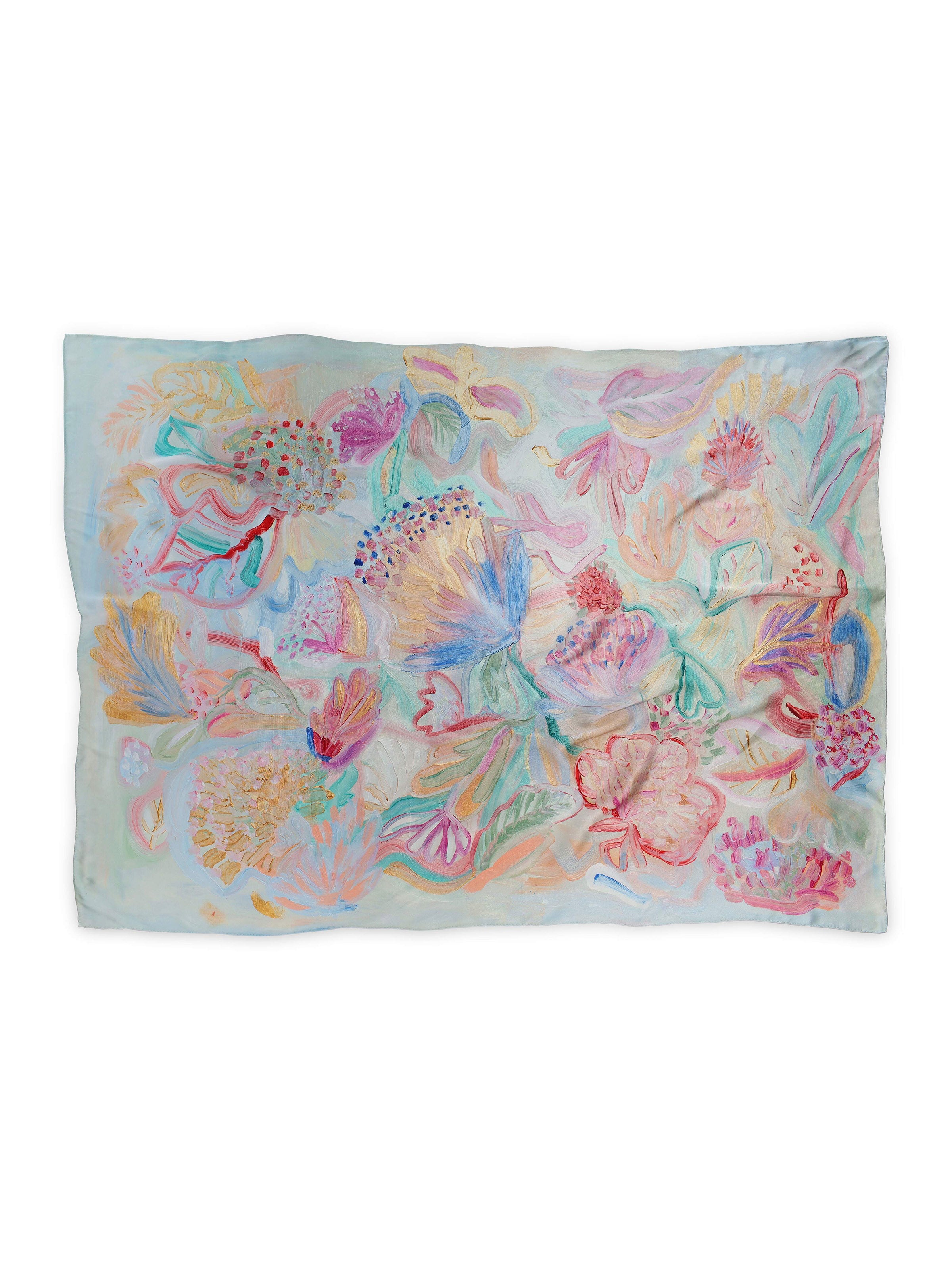 Multicolour women's mulberry silk scarf designed from canvas oil painting by Hadassah Lau at Hadasity at Tanglin Mall Singapore.