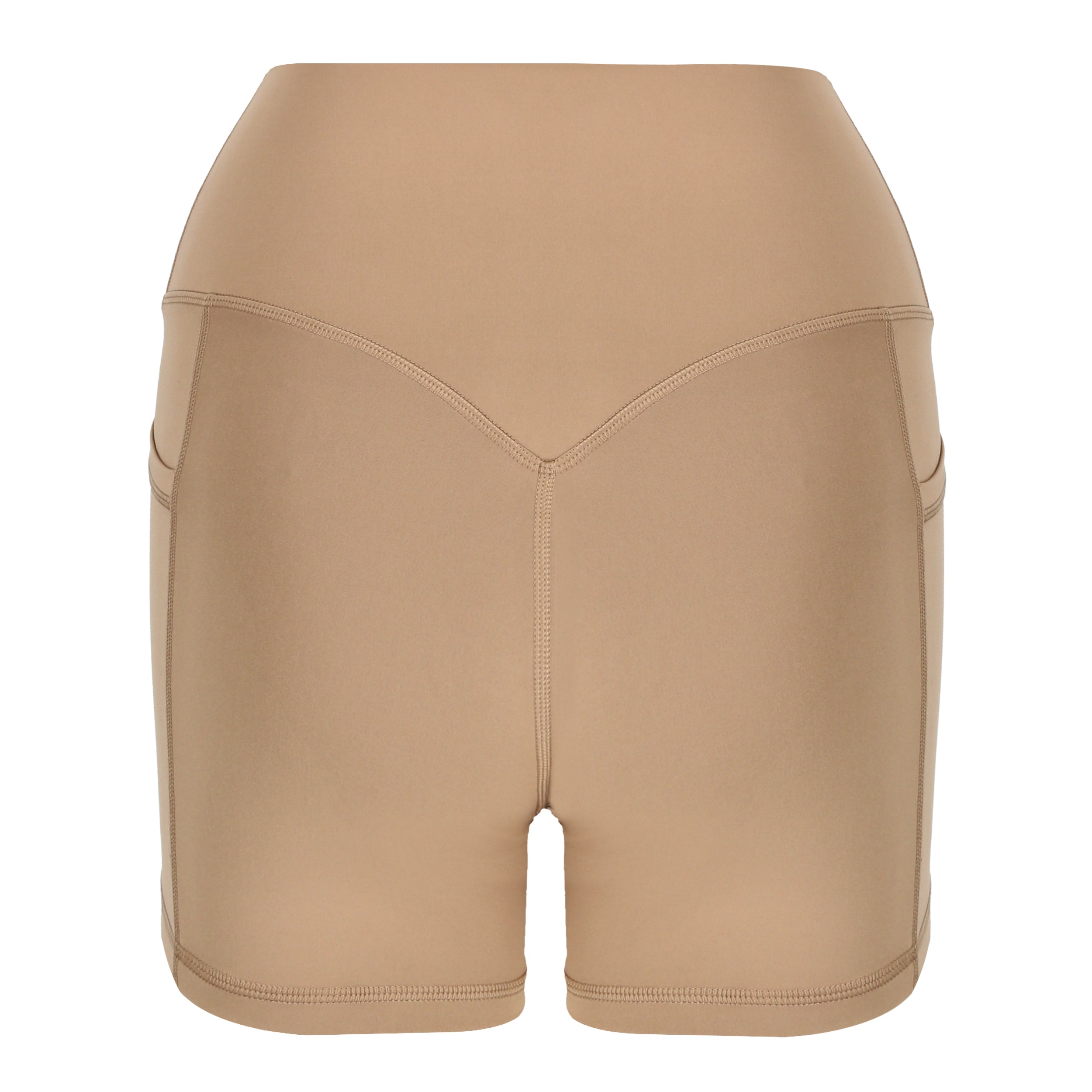 Women's activewear shorts with pockets in caramel colour