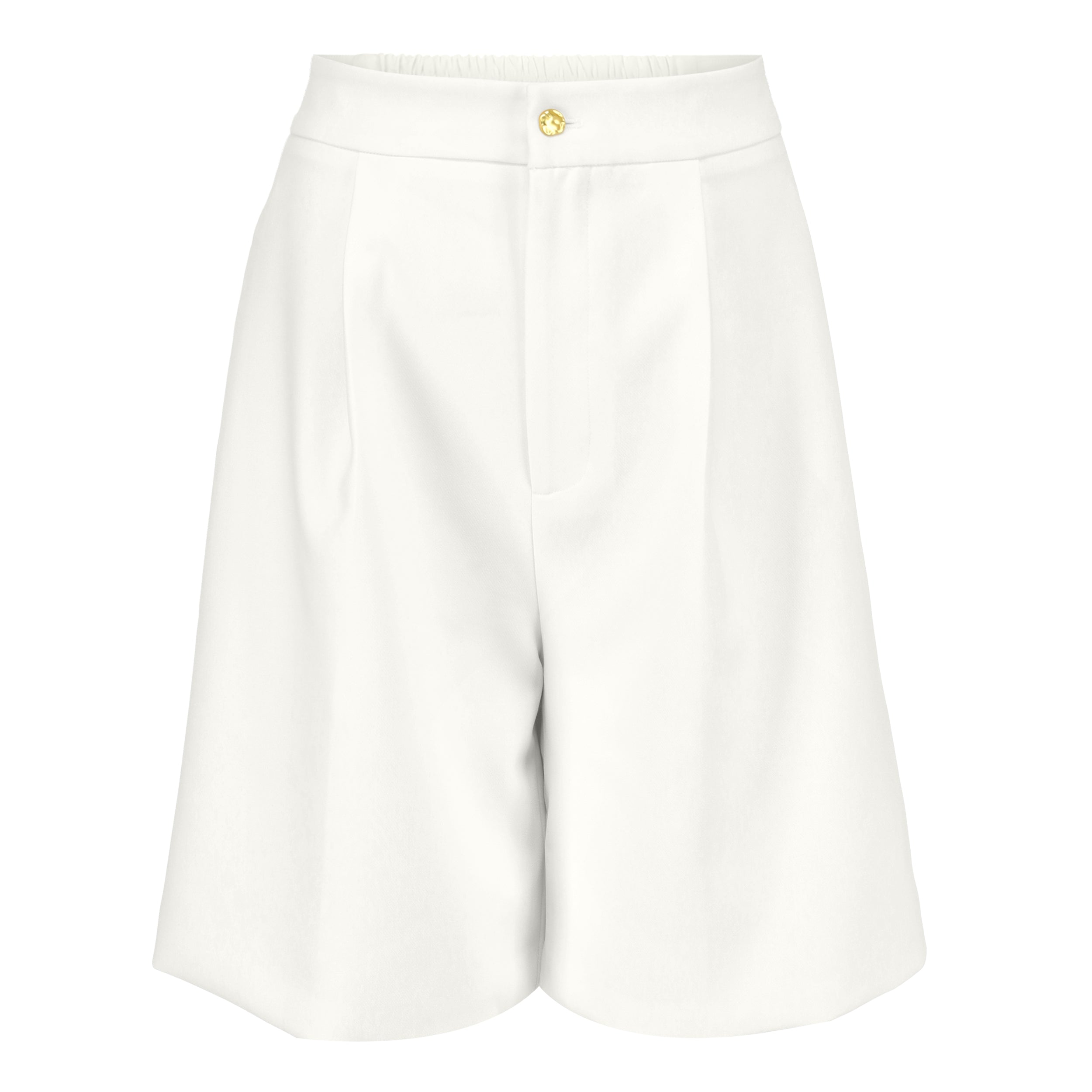Women's smart tailored high-waisted knee-length white shorts