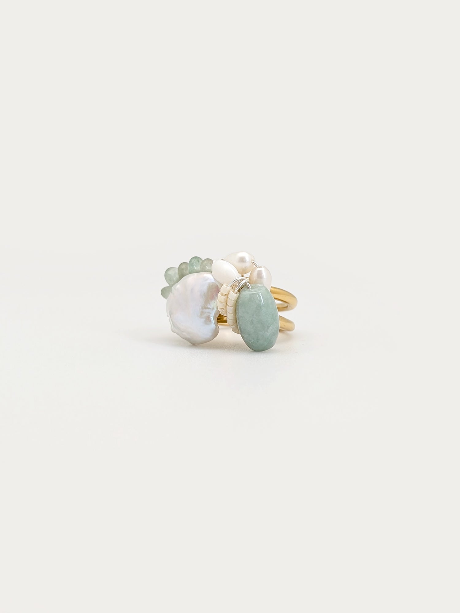 US Size 6 - Faith | Pearl Jade Art Ring - One Of A Kind