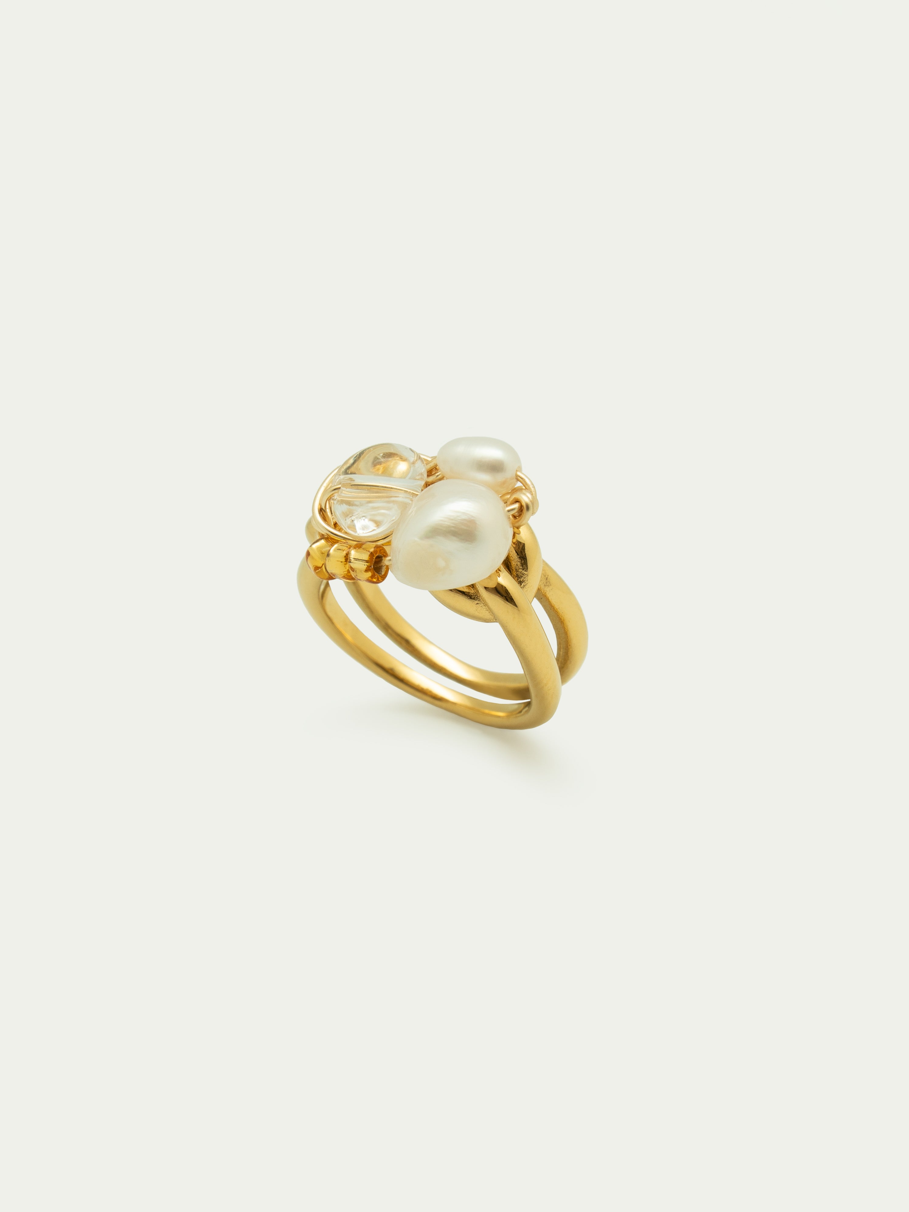 Gather | Pearl Duo Clear Quartz Art Ring - One Of A Kind