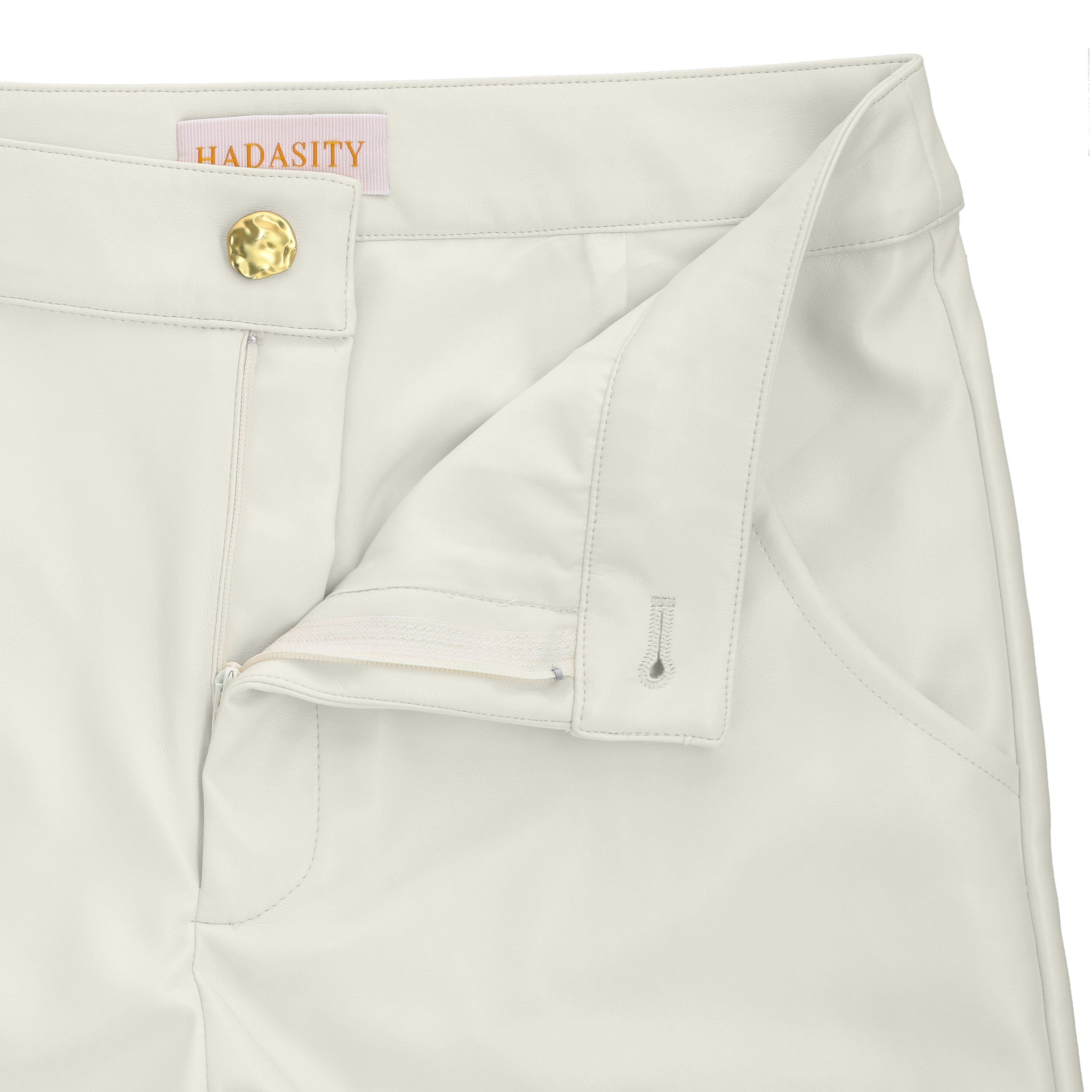 Women's ivory coloured vegan leather pants