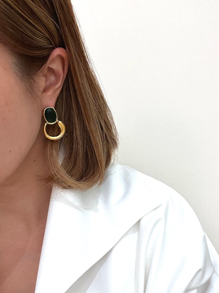 Circle Zircon Eternal Green Earrings