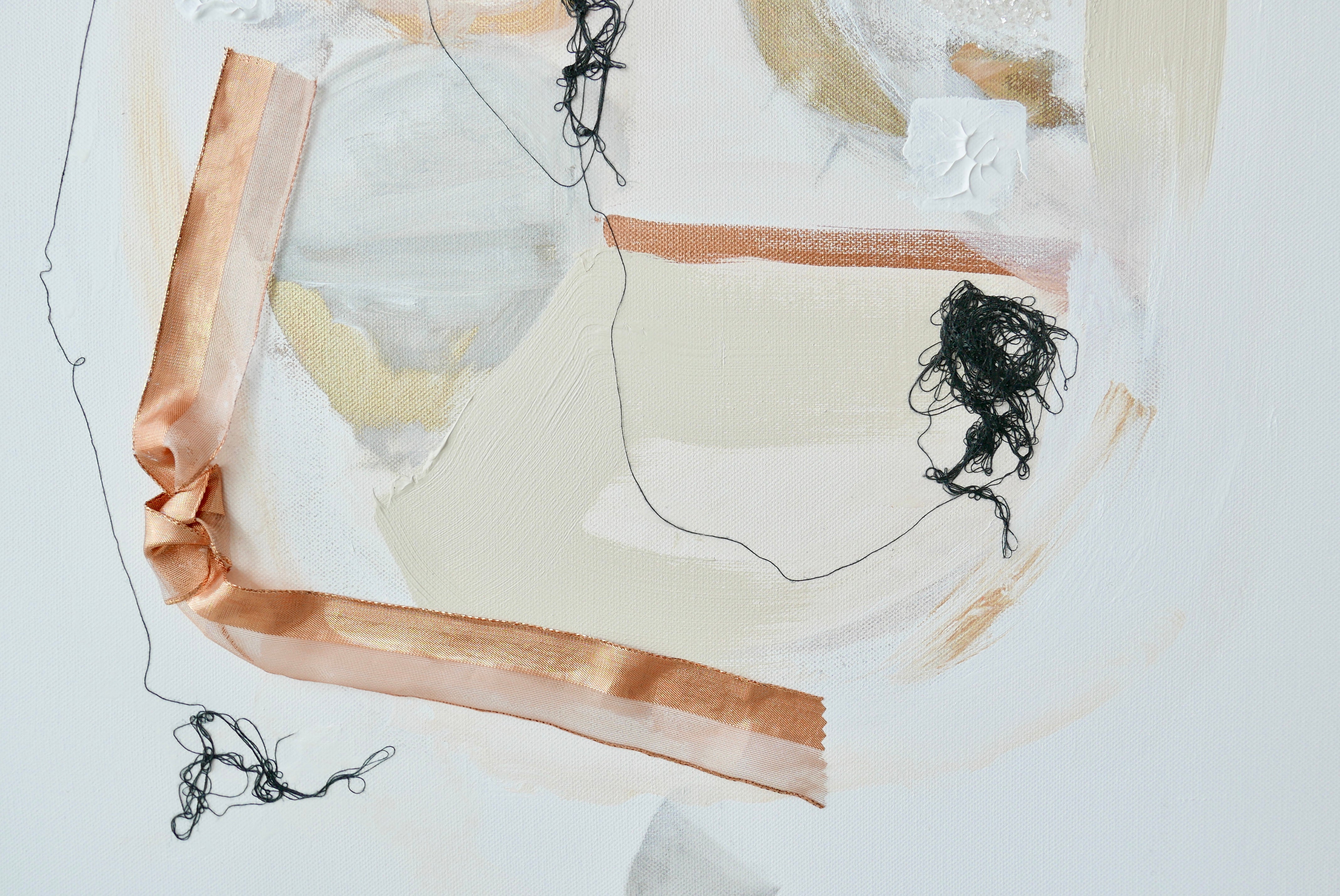 Abstract mixed media original art on canvas titled 'Freely and Lightly I' by Singaporean artist Hadassah Lau on sale at Hadasity, in Tanglin Mall, Singapore.