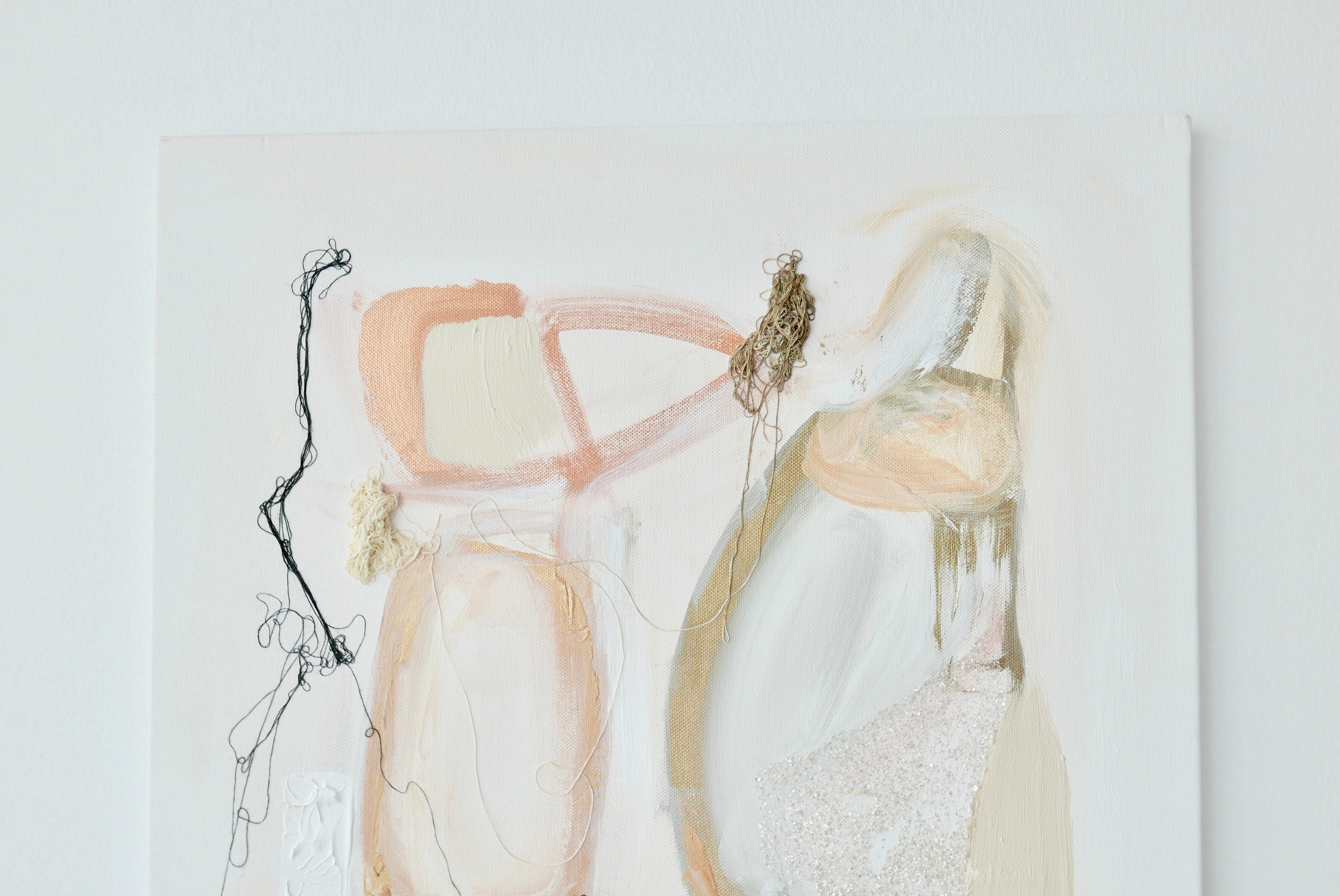 Abstract mixed media original art on canvas titled 'Freely and Lightly I' by Singaporean artist Hadassah Lau on sale at Hadasity, in Tanglin Mall, Singapore.